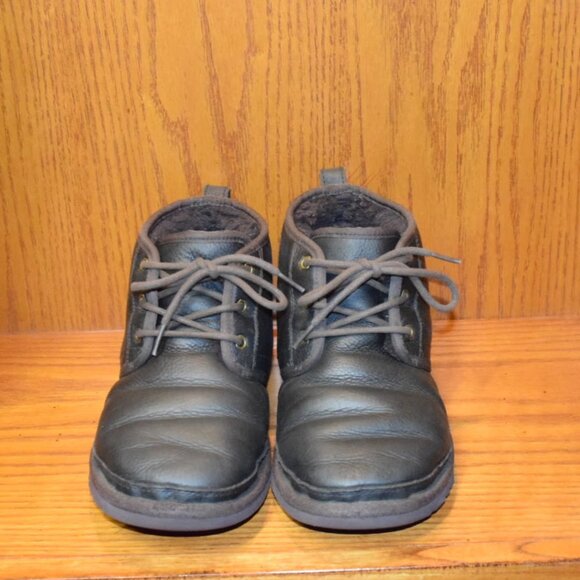 Ugg Neumel Leather Dark Brown Shearling Lined Chukka Boots Mens Size 9 - Picture 5 of 9